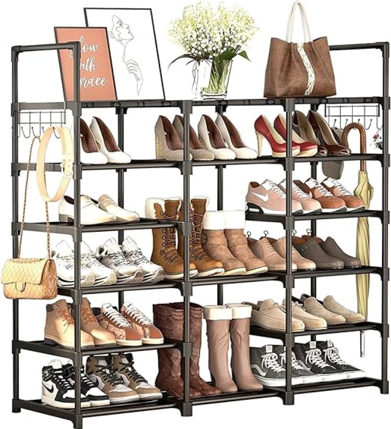Shoe Rack Organizer,Shoe Rack Shoe Storage 30-36 Pairs Shoes, (6 Tiers 3 Rows)