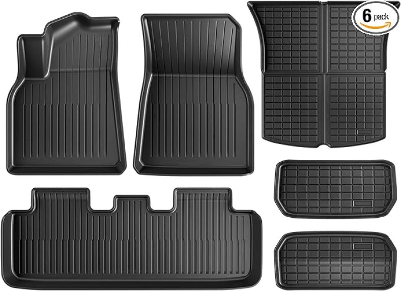 Floor Mats for Tesla Model Y 2023-2020 All-Weather Cargo Liner Floor Mats Front and Front Cargo