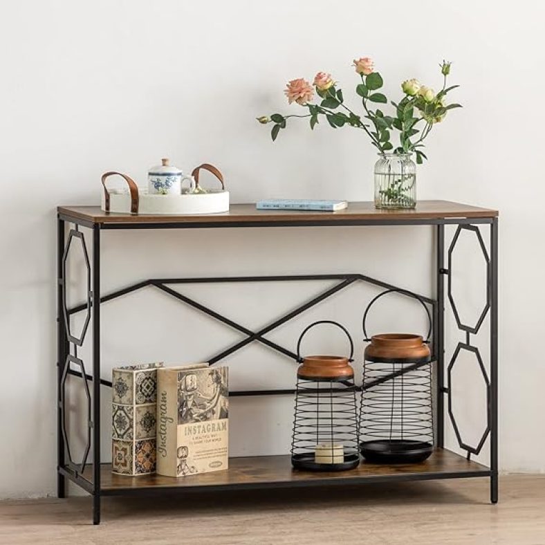 2-Tier Narrow Console Table, Storage Sofa Table Shelves for Hallway, Entrance, Living Room
