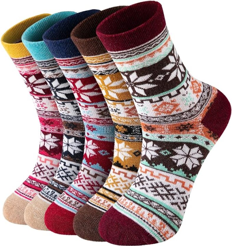 Womens Wool Socks  5 Pairs Thick Soft Womens Socks, Winter Socks for Women Men