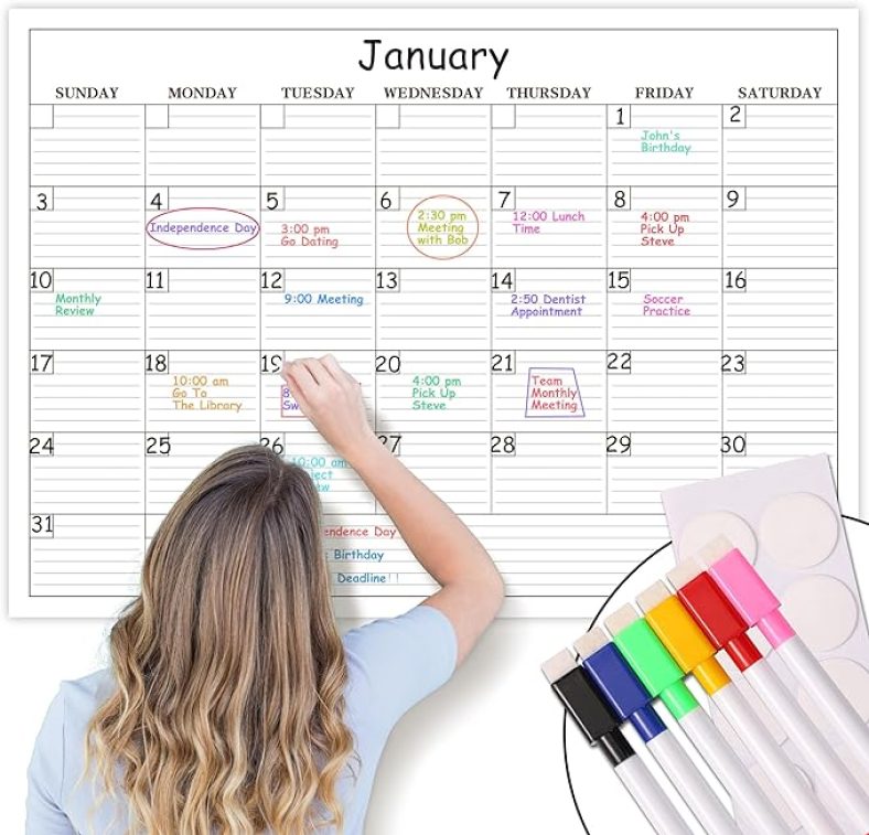 Large Dry Erase Calendar  27.8?x 40?, Undated Monthly Wall Calendar Laminated
