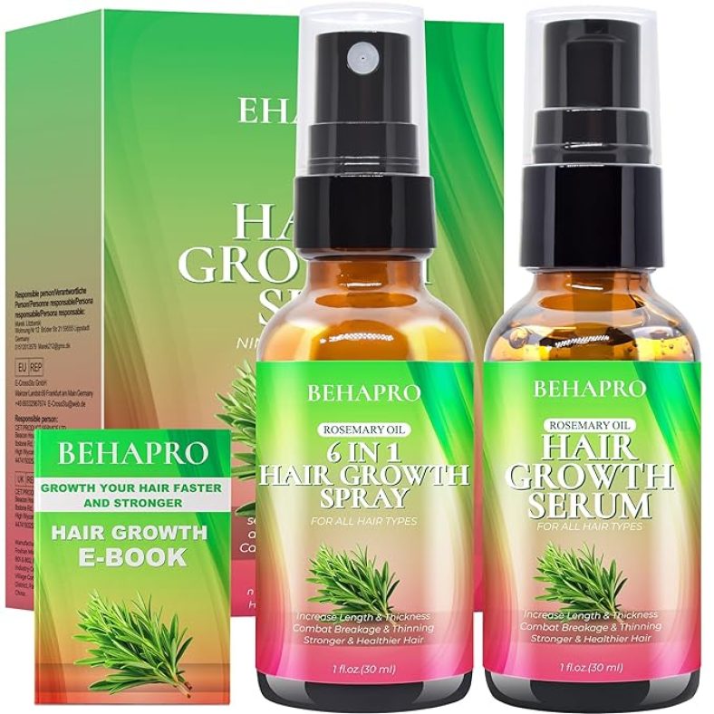 2pk Rosemary Oil Hair Growth Serum,Hair Serum for Hair Growth w/Heat Protectant Spray