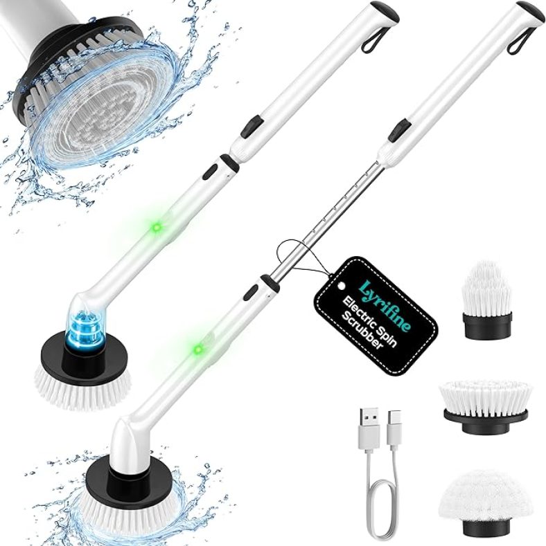 Electric Spin Scrubber, 2024 New Full-Body IPX7 Waterproof Bathroom Scrubber, Dual Speed