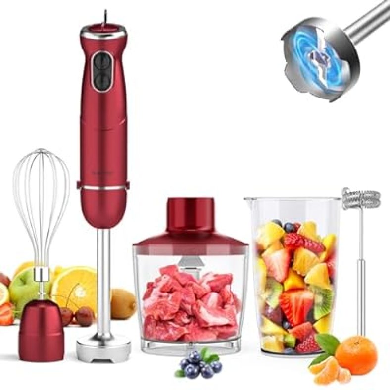 Immersion Blender 5 in 1 Hand Blender, 800W Hand Mixer Stick, 5-in-1, 12 Speed and Turbo