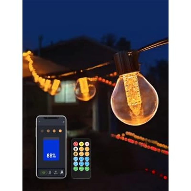 Outdoor String Lights with Dimmer  50Ft Led Patio Lights App Control 3 Modes