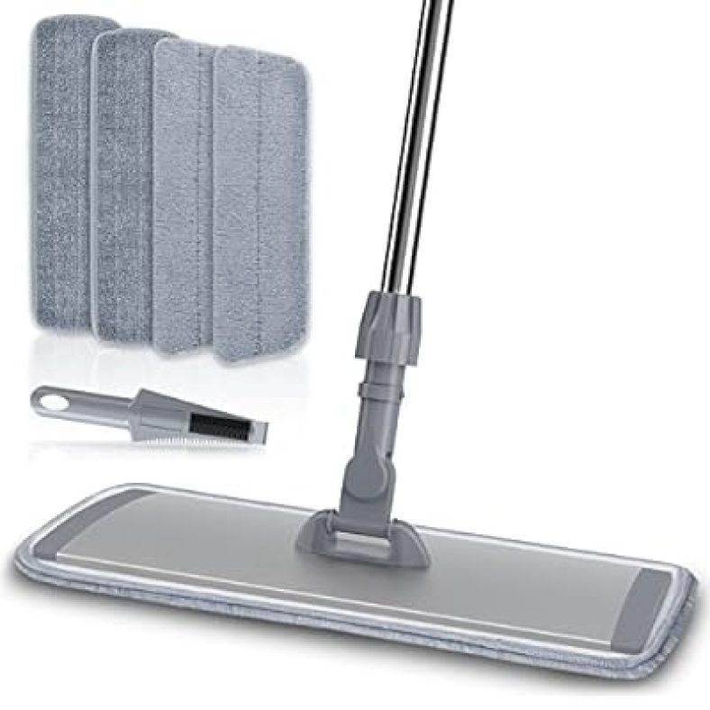 18 Inch Professional Microfiber Mop Floor Cleaning Mop, Wet and Dust Mop with 4 Reusable Mop Pads