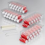 4 Pack Clear Stackable Soda Can Organizer with Lids, Refrigerator Organizer Bins, Can Holder Dispenser