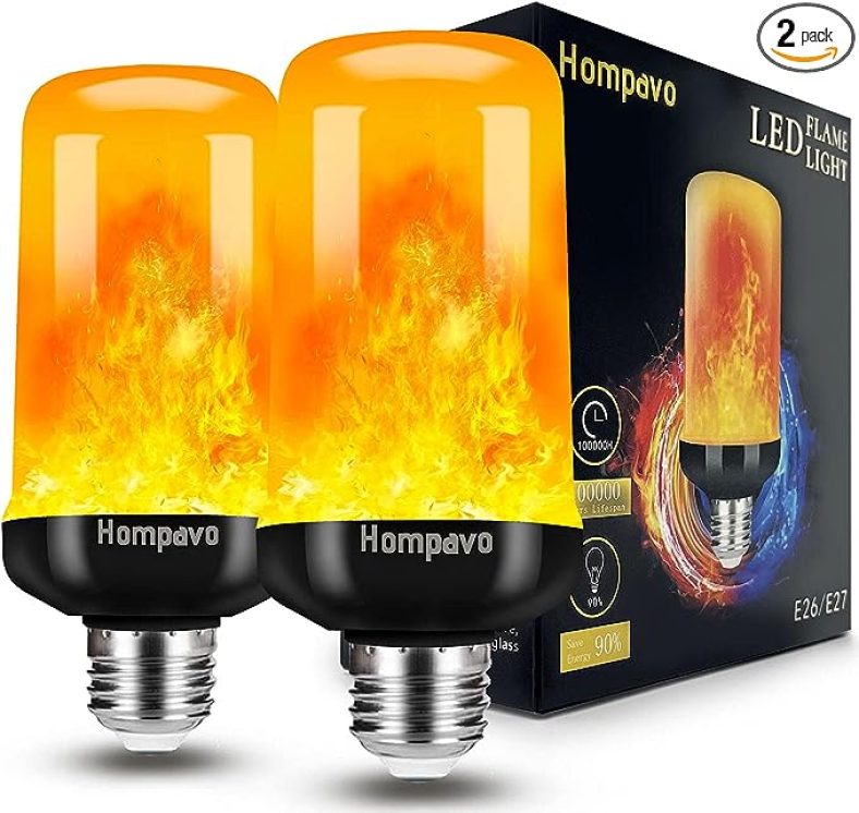 2Pk LED Flame Light Bulbs Christmas Decorations, 4 Modes Flickering Light Bulbs