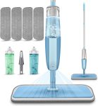 Wet Dust Mops for Hardwood Floor Cleaning  Microfiber Spray Floor Mops w/ Spray 4X Reusable Pads