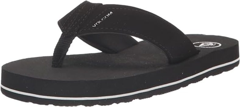 Volcom Boy’s Big Kids Unisex Victor Flip Flop Sandal, Black-New, 3