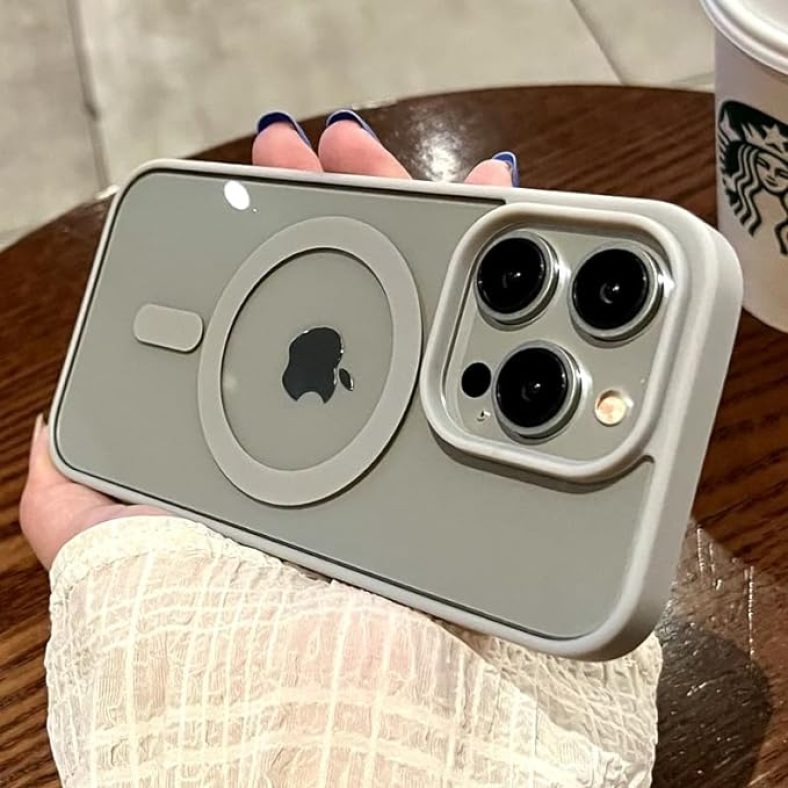 Magnetic Case for iPhone 14 Pro Max (Compatible with MagSafe) Hard Acrylic Cover Transparent Anti-Scratch Shockproof Protective Slim for iPhone 14 Pro Max Case for Women Men (Titanium Gray)