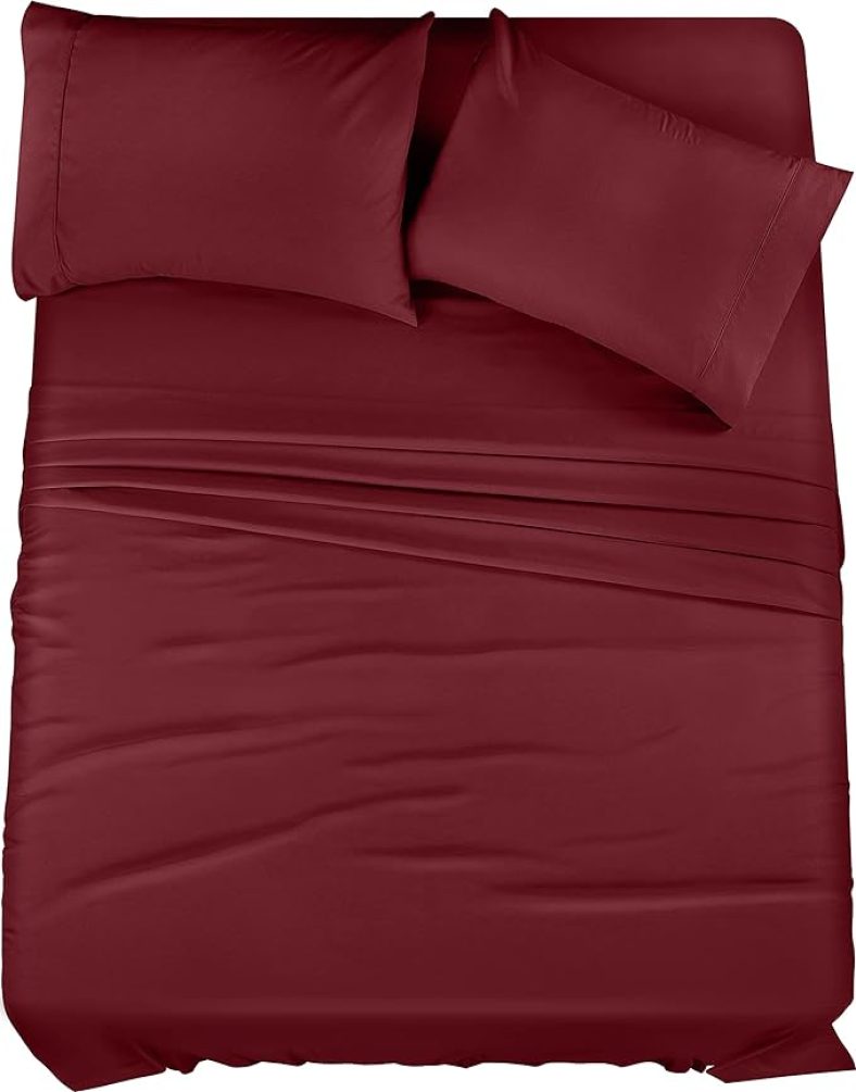 Utopia Bedding California King Bed Sheets Set – 4 Piece Bedding – Brushed Microfiber – Shrinkage and Fade Resistant – Easy Care (California King, Burgundy)
