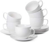 BTaT- Tea Cups, Tea Cups and Saucers Set of 6, Tea Set, (7oz), Cappuccino Cups, Latte Cups, Tea Set for Adults, Porcelain Tea Cups, Tea Cups for Tea Party (Porcelain)