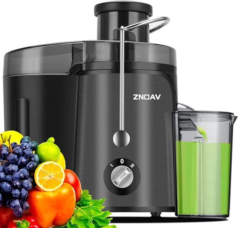 Juicer Machine, 600W Juicer with 3.5” Wide Chute for Whole Fruits and Veg, Juice Extractor with 3 Speeds, BPA Free, Easy to Clean, Compact Centrifugal Juicer Anti-drip (grey)