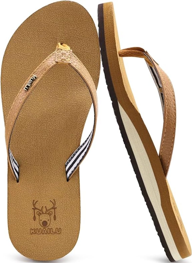 KuaiLu Women’s Yoga Foam Flip Flops with Arch Support Thong Sandals Non-Slip