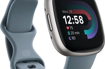 Fitbit Versa 4 Fitness Smartwatch with Daily Readiness, GPS, 24/7 Heart Rate, 40+ Exercise Modes, Sleep Tracking and more, Waterfall Blue/Platinum, One Size (S & L Bands Included)
