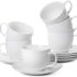 BTaT- Tea Cups, Tea Cups and Saucers Set of 6, Tea Set, (7oz) and Porcelain Tea Pot with Stainless Steel Infuser, 32 oz